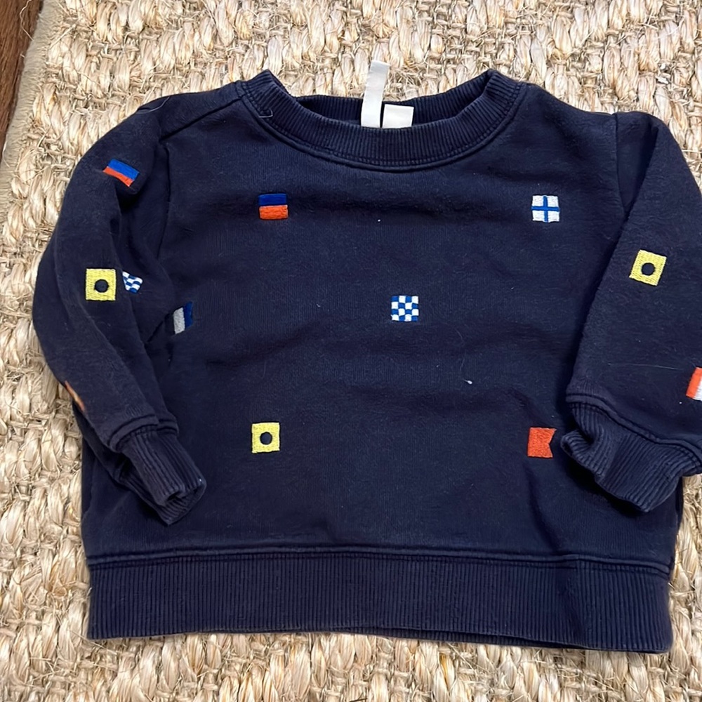 Janie and Jack navy embroidered nautical flag sweatshirt